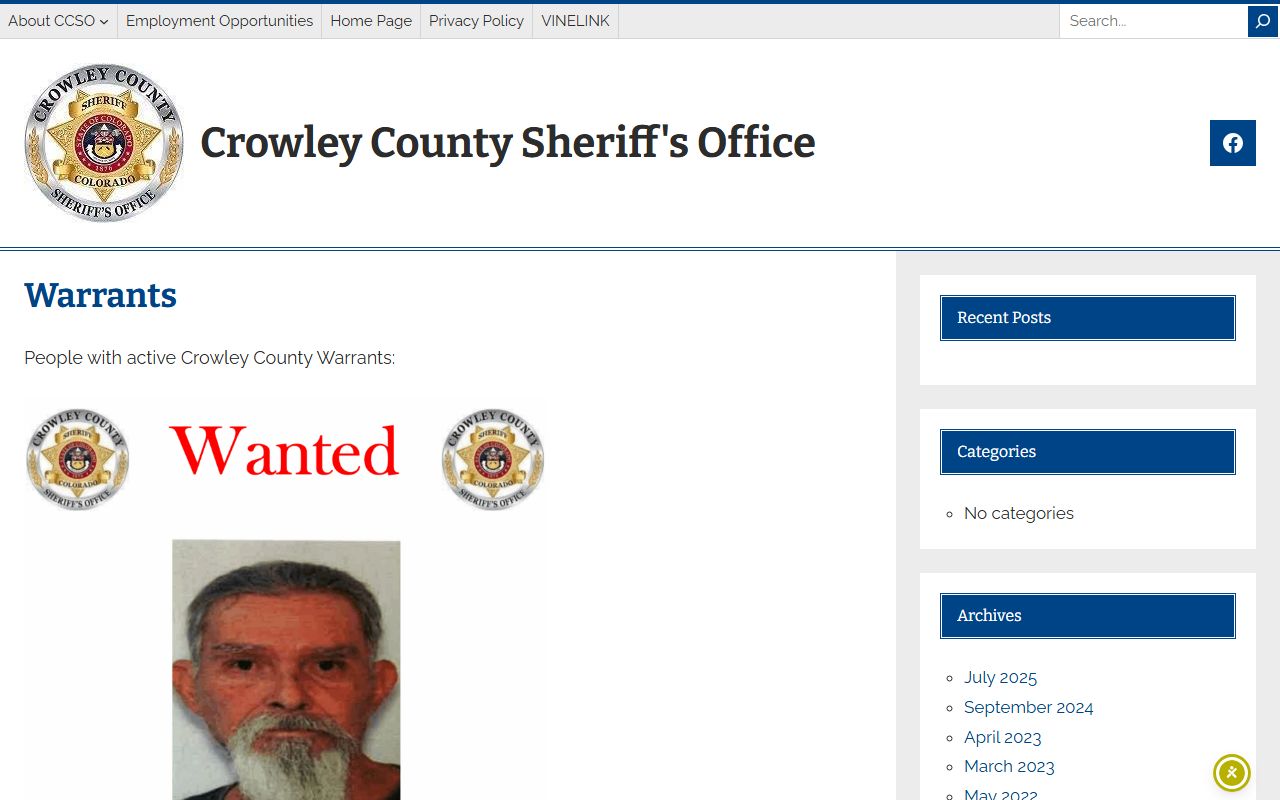 Crowley County court records after arrest warrant notice page